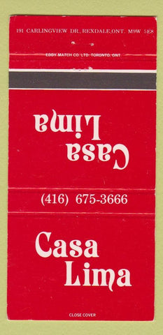 Matchbook Cover - Casa Lima Rexdale ON 30 Strike