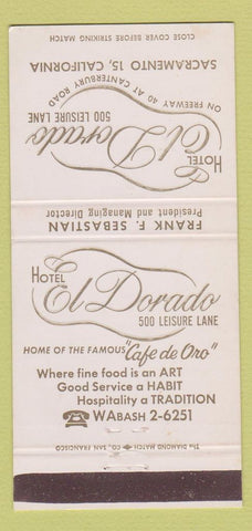 Matchbook Cover - Hotel El Dorado Sacramento CA 30 Strike