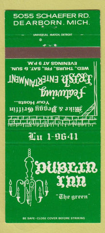 Matchbook Cover - Dublin Inn Dearborn MI 30 Strike