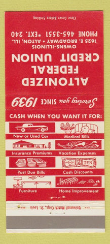 Matchbook Cover - Altonized Federal Credit Union Alton IL 30 Strike