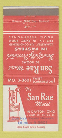 Matchbook Cover - San Rae Motel Dayton OH 30 Strike