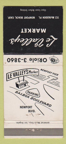 Matchbook Cover - Le Valley's Market Newport Beach CA WEAR 30 Strike