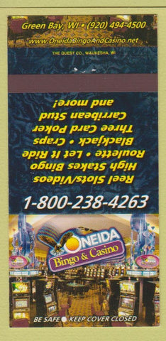 Matchbook Cover - Oneida Bingo Casino Green Bay WI 30 Strike