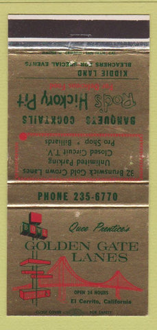 Matchbook Cover - Golden Gate Lanes Bowling El Cerrito CA  30 Strike