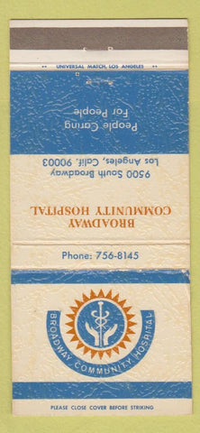 Matchbook Cover - Broadway Community Hospital Los Angeles CA 30 Strike