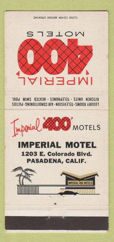 Matchbook Cover - Imperial 400 Motels Pasadena CA 30 Strike