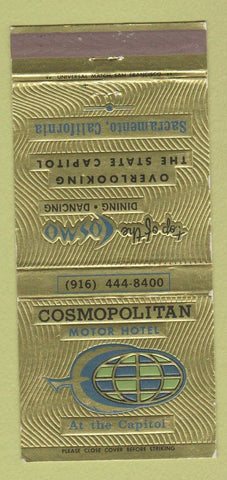 Matchbook Cover - Cosmopolitan Motor Hotel Sacramento CA 30 Strike