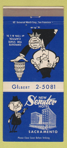 Matchbook Cover - New Senator Hotel Sacramento CA 30 Strike