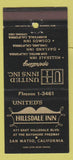Matchbook Cover - United's Hillsdale Inn San Mateo CA 30 Strike