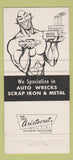 Matchbook Cover - Heggie Auto Wrecking Iron Metal Dorchester MA WEAR 30 Strike