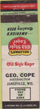 Matchbook Cover - Old Style Beer Janesville WI POOR BACK