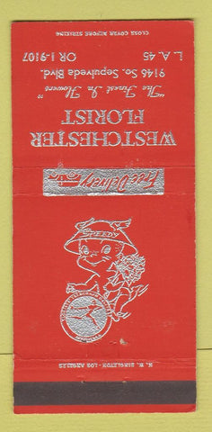 Matchbook Cover - Westchester Florist Flowers Los Angeles CA RED 30 Strike