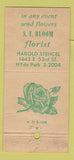Matchbook Cover - SY Bloom Flowers Chicago IL 30 Strike