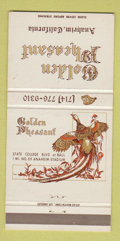 Matchbook Cover - Golden Pheasant Restaurant Anaheim CA 30 Strike