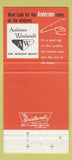 Matchbook Cover - Andersen Windows Krzyske Bros Lumber Waltz MI 30 Strike
