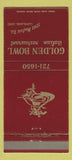 Matchbook Cover - Golden Bowl Italian Restaurant Cleveland OH 30 Strike