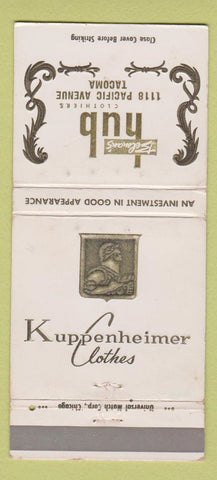 Matchbook Cover Belman's Hub Kuppenheimer Men's Clothes Tacoma WA WEAR 30 Strike