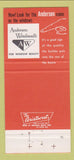 Matchbook Cover - Andersen Windows Krzyske Bros Lumber Waltz MI 30 Strike