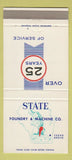 Matchbook Cover - State Foundry Machine Company Cedar Grove WI 30 Strike