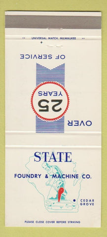 Matchbook Cover - State Foundry Machine Company Cedar Grove WI 30 Strike