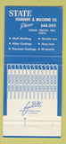 Matchbook Cover - State Foundry Machine Company Cedar Grove WI 30 Strike