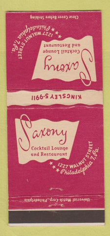 Matchbook Cover - Saxony Restaurant Philadelphia PA 30 Strike