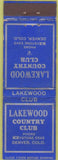 Matchbook Cover - Lakewood Country Club Denver CO Federal long