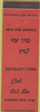 Matchbook Cover - Club Del Rio Yonkers NY