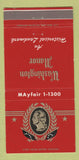 Matchbook Cover - Washington Manor Roslyn LI NY 30 Strike