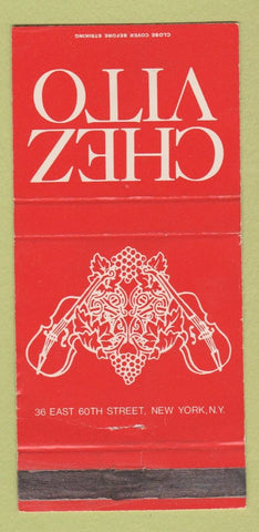 Matchbook Cover - Chez Vito Restaurant New York City 30 Strike