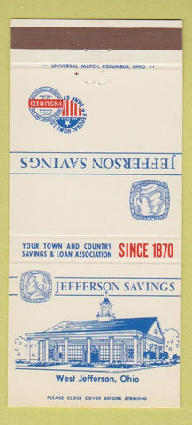 Matchbook Cover - Jefferson Savings West Jefferson OH 30 Strike