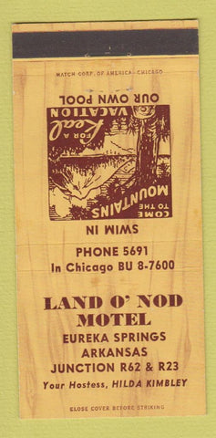 Matchbook Cover - Land o Nod Motel Eureka Springs AR 30 Strike