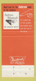 Matchbook Cover - Andersen Windows Krzyske Bros Lumber Waltz MI 30 Strike