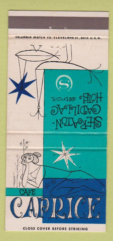 Matchbook Cover - Cafe Caprice Sheraton Cadillac Hotel Detroit MI 30 Strike