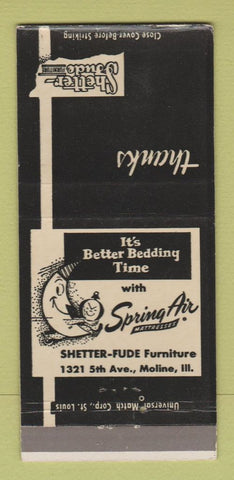 Matchbook Cover - Shetter Fude Furniture beds Moline IL 30 Strike