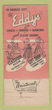 Matchbook Cover - Eddys' Restaurant Kansas City MO 30 Strike