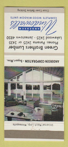 Matchbook Cover - Andersen Windows Green Bros Lumber 30 Strike