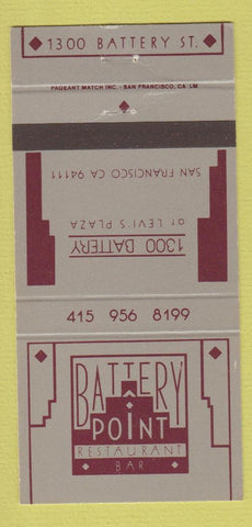 Matchbook Cover - Battery Point Restaurant Bar San Francisco CA 30 Strike