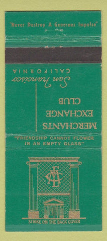 Matchbook Cover - Merchants Exchange Club San Francisco CA WEAR 30 Strike