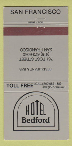 Matchbook Cover - Hotel Bedford San Francisco CA 30 Strike