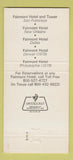 Matchbook Cover - Squire Restaurant Fairmont Hotel San Francisco CA 30 Strike