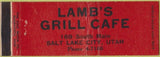 Matchbook Cover - Lamb's Grill Cafe Salt Lake City UT