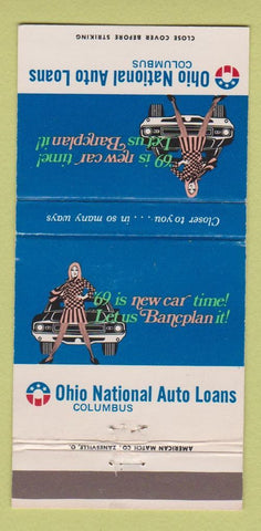 Matchbook Cover - Ohio National Auto Loans Columbus OH 1969 girlie 30 Strike