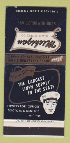 Matchbook Cover - Michigan Towel Supply Detroit Lansing MI 30 Strike
