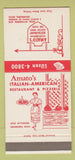 Matchbook Cover - Amato's Italian Restaurant Dearborn MI 30 Strike