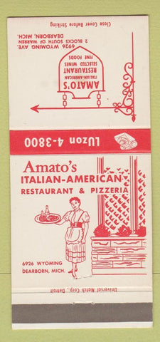 Matchbook Cover - Amato's Italian Restaurant Dearborn MI 30 Strike