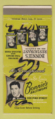 Matchbook Cover - Bonnie's Baltimore St Louis MO restaurant 30 Strike