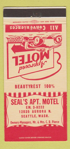 Matchbook Cover - Seal's Apartment Motel Seattle WA 30 Strike