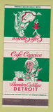 Matchbook Cover - Cafe Caprice Sheraton Cadillac Hotel Detroit MI 30 Strike