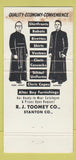 Matchbook Cover - Toomey Clerical Clothes Worcester MA priest robes 30 Strike